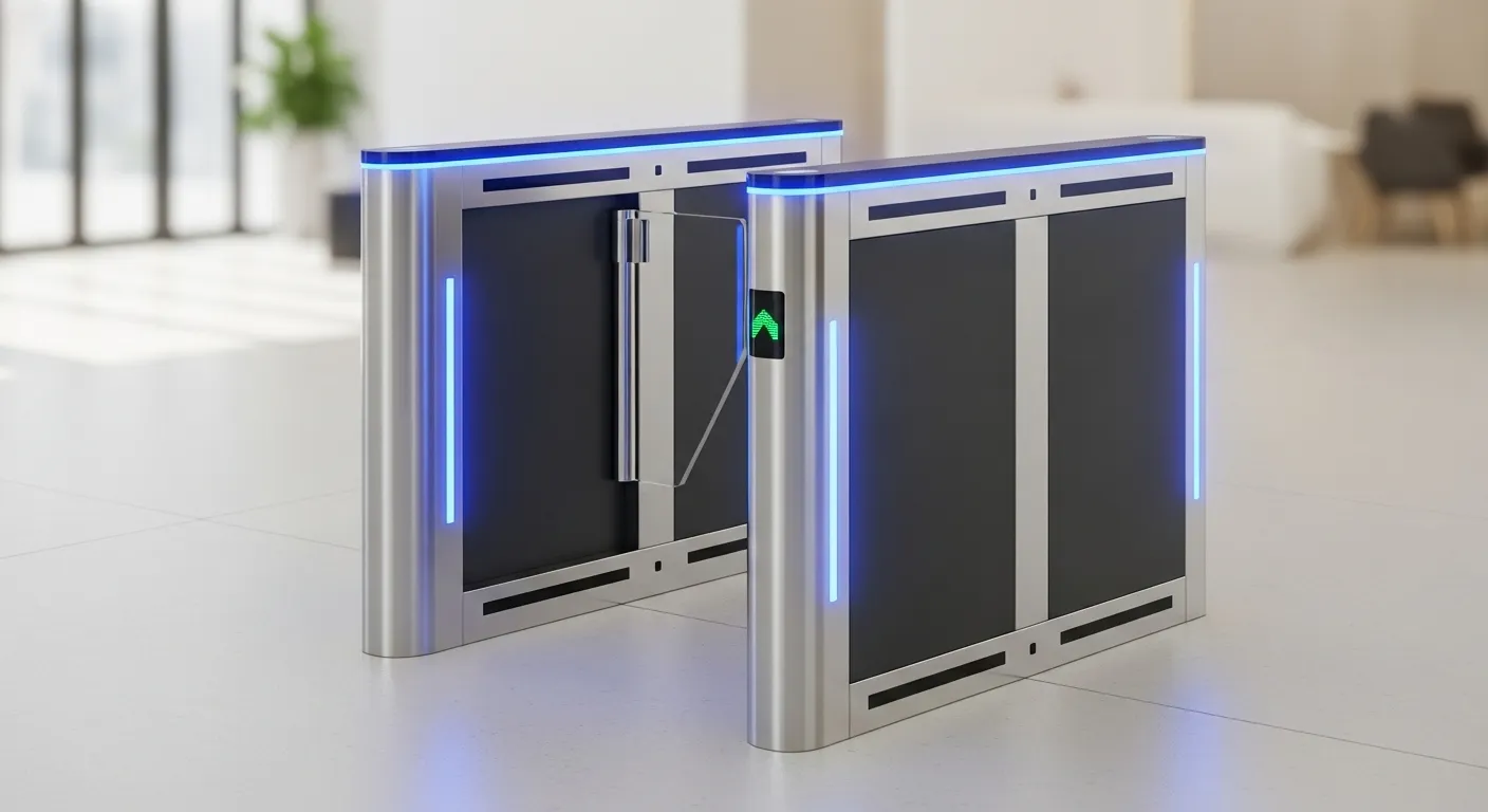 Porte barrière compacte à rabats