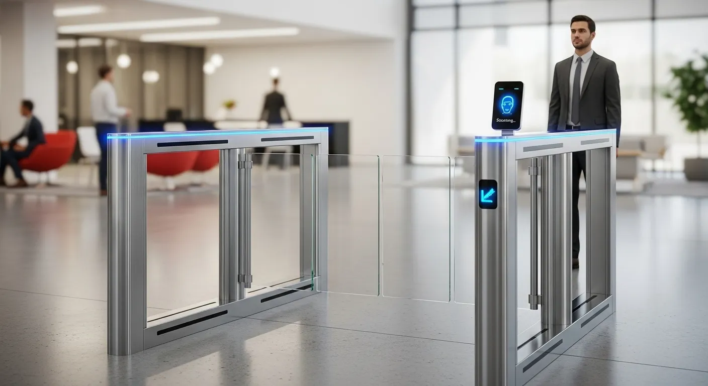 Porte pivotante de reconnaissance faciale