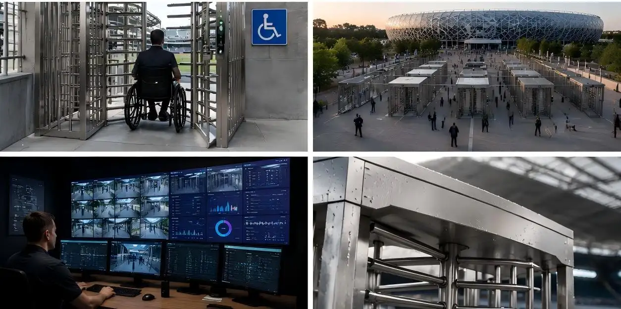 Solutions de portail de tourniquets pleine hauteur pour la sécurité des stades